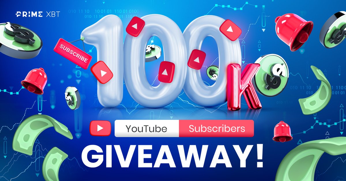 PrimeXBT's tweet photo. 📢 100k Youtube Followers Giveaway 💰

We're almost there! To celebrate, we will be giving away $500 between 5 lucky winners when we reach 100k subscribers 🎉

Rules:
✅Subscribe to the #PrimeXBT YouTube channel
🐦Retweet
🗣️Tag 3 friends

🔔Subscribe here: https://t.co/IK77KRMc0b https://t.co/gTYwc0Ogaw
