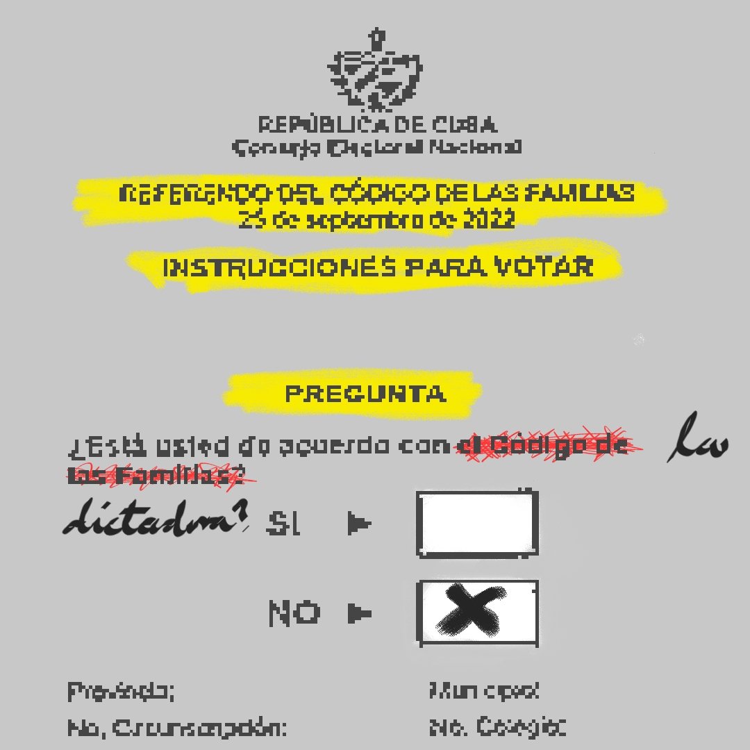 msp41nt's tweet photo. ¡Hey! 👋

🤔 Cuando estés frente a tu boleta solo tienes que hacerte la pregunta correcta 😏 

#CubaEstadoFallido
#EnDictaduraNoSeVota
#YoNoVoto
#YoVotoNo
#NoMasComunismo
#NoLesCreoNada
#LibertadYDemocracia
#CodigoDeLaFamiliasNo
#CubaPaLaCalle
#YoNoVotoNiPinga

Mi voto 👇 https://t.co/5VWxJ0v5PG