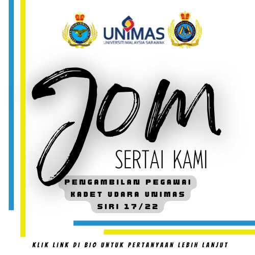 RMAFUNIMAS's tweet photo. Salam Unimasku Sayang kepada semua pelajar UNIMAS dan bakal Graduan UNIMAS!

Pengambilan Pegawai Kadet Udara UNIMAS bagi Siri 17/22 kini dibuka!

Jom Sertai Kami 🏃‍️🛫🔥 https://t.co/PBAGKaMw1U