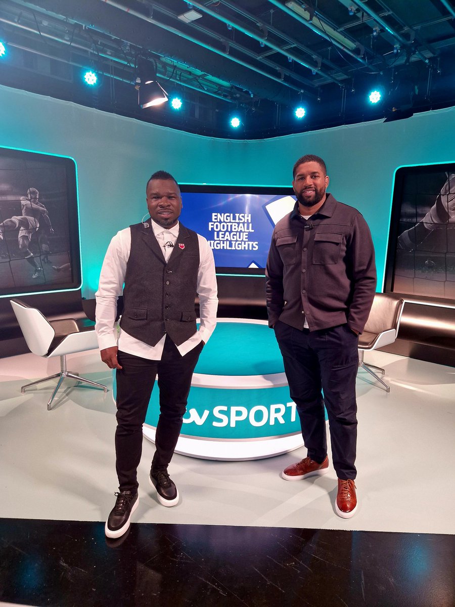 Pleasure to make my debut on the @EFL highlights show on @ITVSport alongside @HughWoozencroft ⚽️ Thanks to all the great crew at ITV for making we feel welcome 🙌🏾 Outfit by the amazing @WearLondon1 💫 (For 10% discount on all items just use the code MCLEAN10)