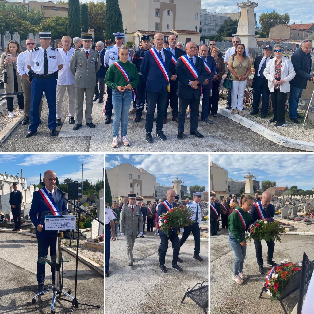 Ce matin, nous étions réunis au cimetière Sainte Anne pour rendre un hommage solennel aux #Harkis et autres membres des formations supplétives qui ont servi la #France 🇫🇷tout au long de la guerre d’Algerie.