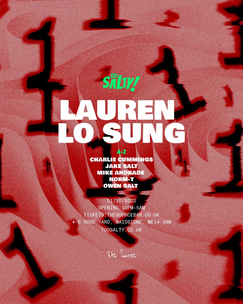 LESS THAN A WEEK TO GO! Next Saturday we bring <a href="/laurenlosung/">lauren lo sung</a> to Maidstone! Get involved on the ticket link below 🧂 

ra.co/events/1574027