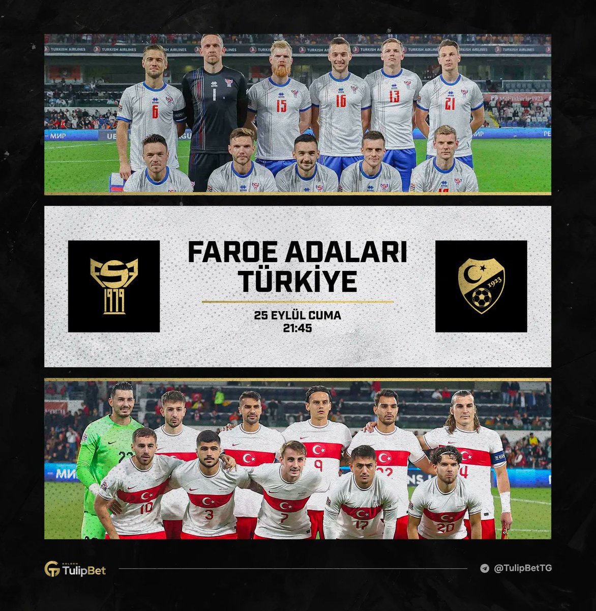 🏆 #UluslarLigi

⚽️ 21:45 | Faroe Adaları - Türkiye 

⚠️ A Milli Futbol Takımı'mız, UEFA Uluslar Ligi'nde Faroe Adaları'na konuk oluyor. Tórsvøllur Stadyumu'nda oynanacak müsabakada Ukraynalı hakem Serhiy Boiko düdük çalacak

🌷 Lale Devri TulipBet'te: bit.ly/38GMiQ7