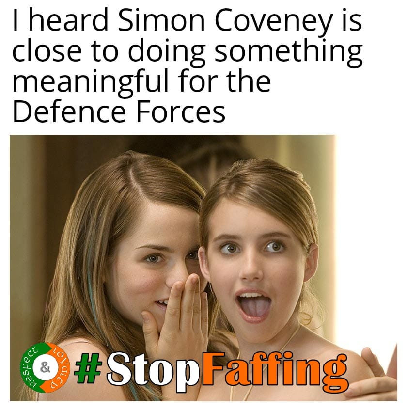 NoelO832597's tweet photo. Fact or Fable?
@simoncoveney @IRLDeptDefence want to increase the number of Females in our @defenceforces
Fable -under 7%
Fact - #AgeDiscrimination over 50 rule is not conducive to retaining #FemaleLeadersRoleModels
#StopFaffing @OPS_Ireland
#FineFail @FineGael
#TogetherForward https://t.co/i1G7wka9WL