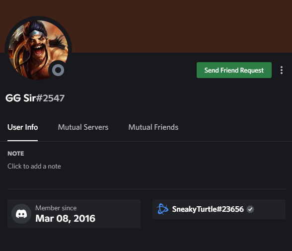 GGsirLOL's tweet photo. Felt like I needed to make a tweet about a cringer that is impersonating me on several discord servers.
Asked him to stop and he told me to kms and saw several complaints about him griefing his duo's. https://t.co/jaP2ShtqRv