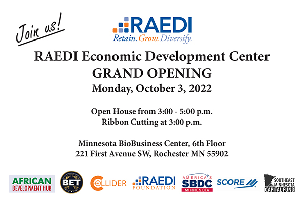 Join RAEDI and its partners for the grand opening of the new Economic Development Center on Oct. 3rd from 3-5pm. Register here:  bit.ly/EDCopenhouse