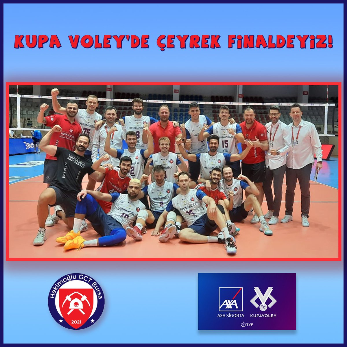 HekimogluGct's tweet photo. ⚡️ ÇEYREK FİNALDEYİZ ⚡️

Axa Sigorta Kupa Voley’in grup maçlarının tamamlanmasının ardından şimdi çeyrek finaldeyiz✌🏻🔥

Hekimoğlu Global Connect Travel Bursa Takımımızı ve taraftarlarımızı yürekten kutlarız ☺️ 🔥 https://t.co/syAc0I8cmt