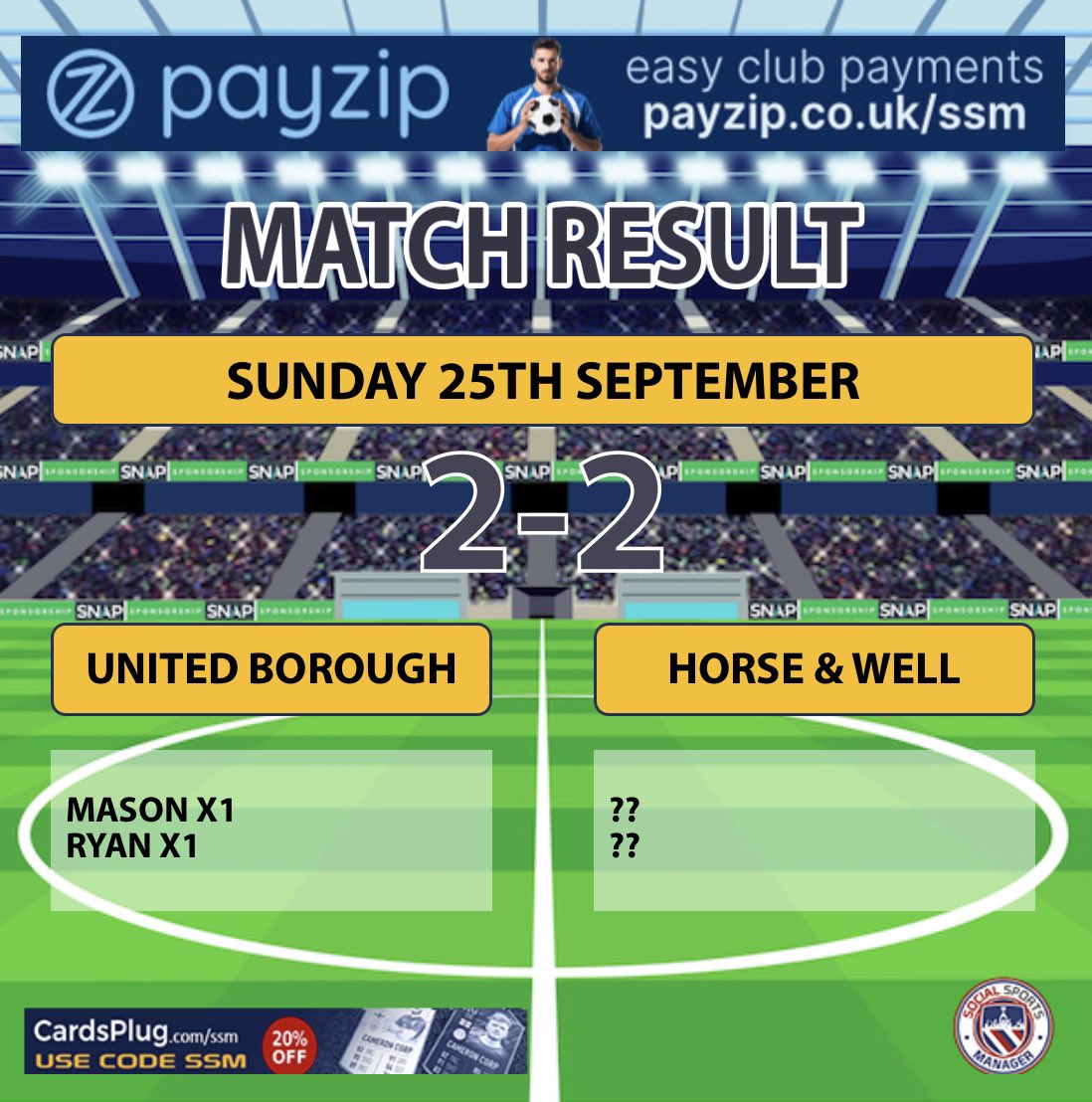 Todays game finished 2-2. After the game was stopped due to injury to our goalkeeper. We continued on and led 2-1 until a late game equaliser ended the game 2-2. Speedy recovery Tom 🤙🏾and we move onto next week.
🟠⚫️⚽️⚽️