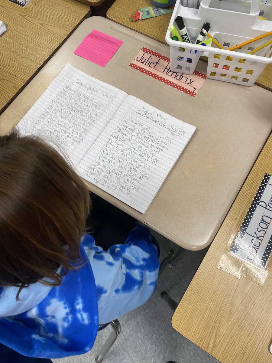 MrsSassoon's tweet photo. Raising our level of writing by zooming in on special places! Students were so excited to share their small moments! @HowellTwpRamtwn @kwitt25 https://t.co/M08cLXdprw
