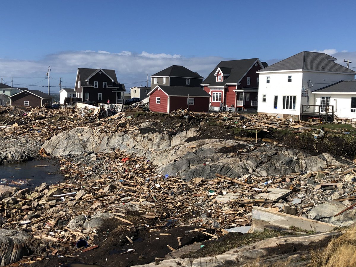 RealDonBradshaw's tweet photo. Just some of the damage caused by Post Tropical Storm Fiona in Port aux Basques on Saturday. #nlwx #weather #fiona #HurricaneFiona https://t.co/N3b129gHS7
