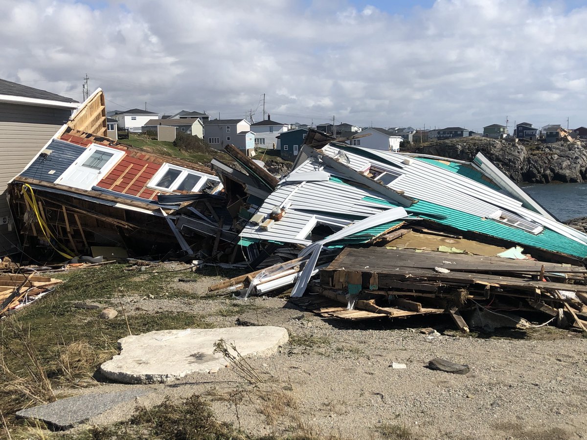 RealDonBradshaw's tweet photo. Just some of the damage caused by Post Tropical Storm Fiona in Port aux Basques on Saturday. #nlwx #weather #fiona #HurricaneFiona https://t.co/N3b129gHS7
