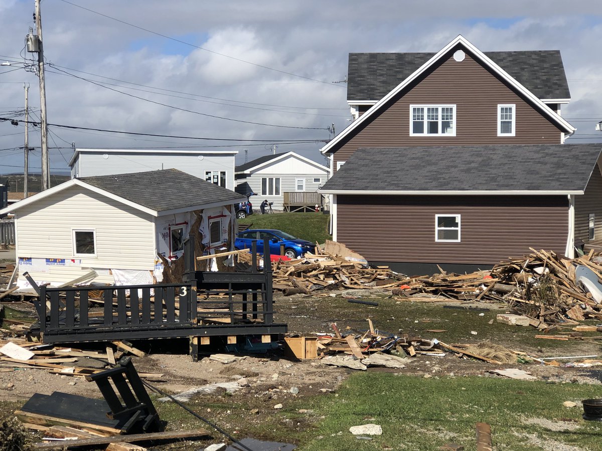 RealDonBradshaw's tweet photo. Just some of the damage caused by Post Tropical Storm Fiona in Port aux Basques on Saturday. #nlwx #weather #fiona #HurricaneFiona https://t.co/N3b129gHS7