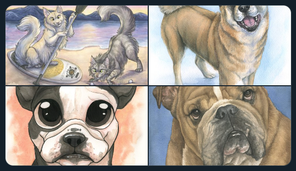 TiggerPup91's tweet photo. For this week's #ShoutoutSunday I want to share the beautiful and expressive work of @IdessArt! You can find prints, keychains, decals, stickers and so much more on their site, and drop a follow to see all the lovely pet portrait art they've been working on as of late! 🐶🐱💕🎨 https://t.co/wyMMXl9wet