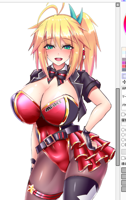 おっぱいの位置直して装飾減らして服のラインをV2版に近付けて調整おわり! 