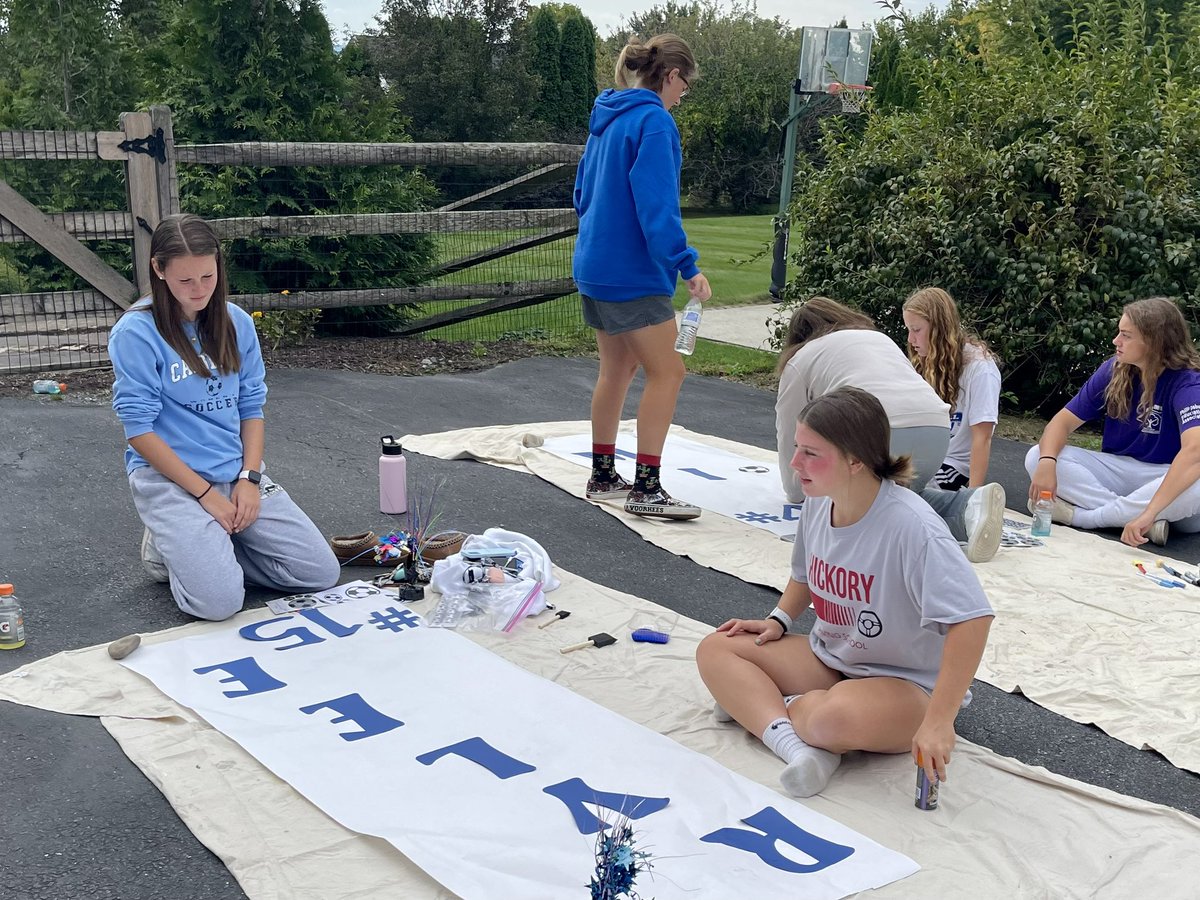 Our girls had fun today making posters for our Seniors. Because of the rain, we didn’t get to decorate the Seniors’ houses yet. Hoping to do that this week…stay tuned. #seniornight #Oct6th #sundayfunday #teambonding #goblueeagles @NazHSPrincipal <a href="/NAHSBlueEagles/">Nazareth Athletics</a>