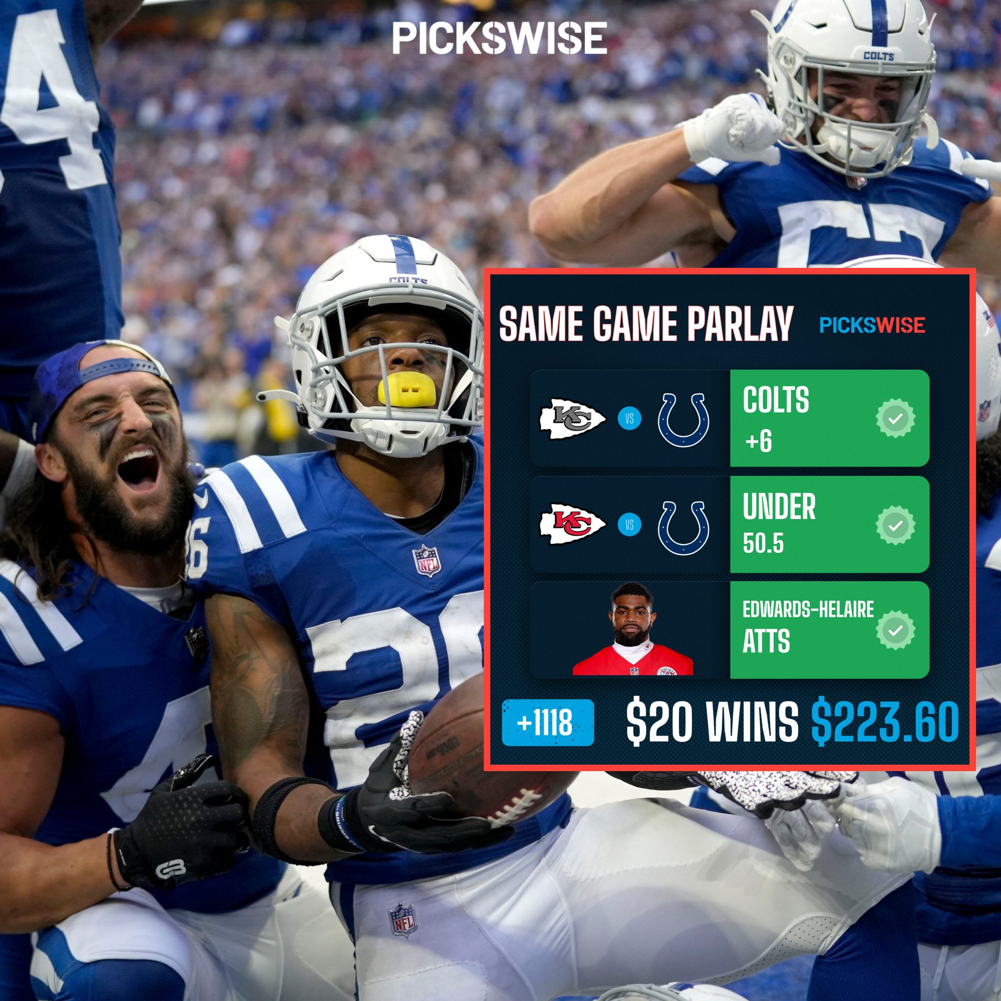 Pickswise on Twitter "2 SGP WINNERS IN THE 1 PM SLATE 🔥 Chiefs/Colts