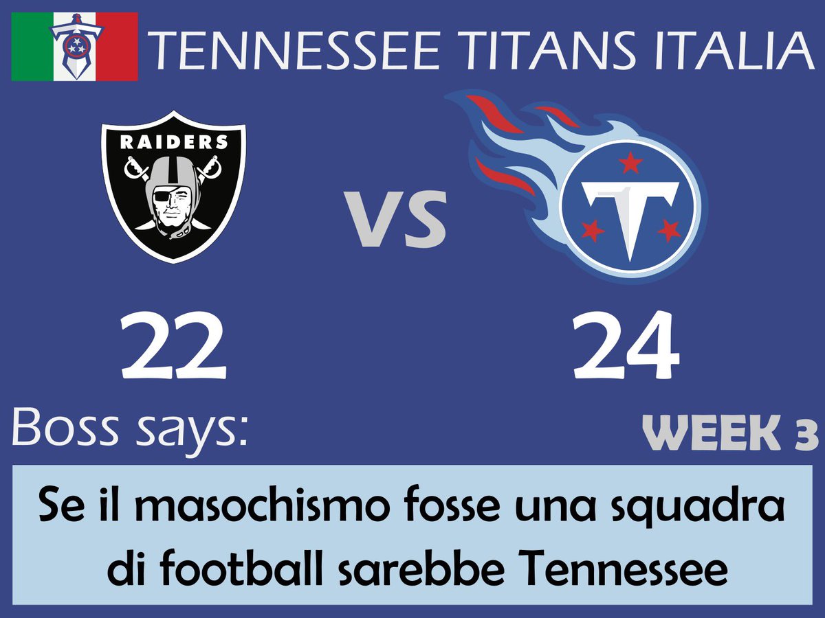 TitansIt's tweet photo. Week3 First W for our @Titans against Raiders #TennesseeTitans #Titans #GoTitans #TitanUp #NFL #AFC #NFLItalia #TitansItalia #afcsouth #TwoToneBlue #TwoToneBluenation #nfldraft2021 #afcsouth https://t.co/5lNPkMcqDo