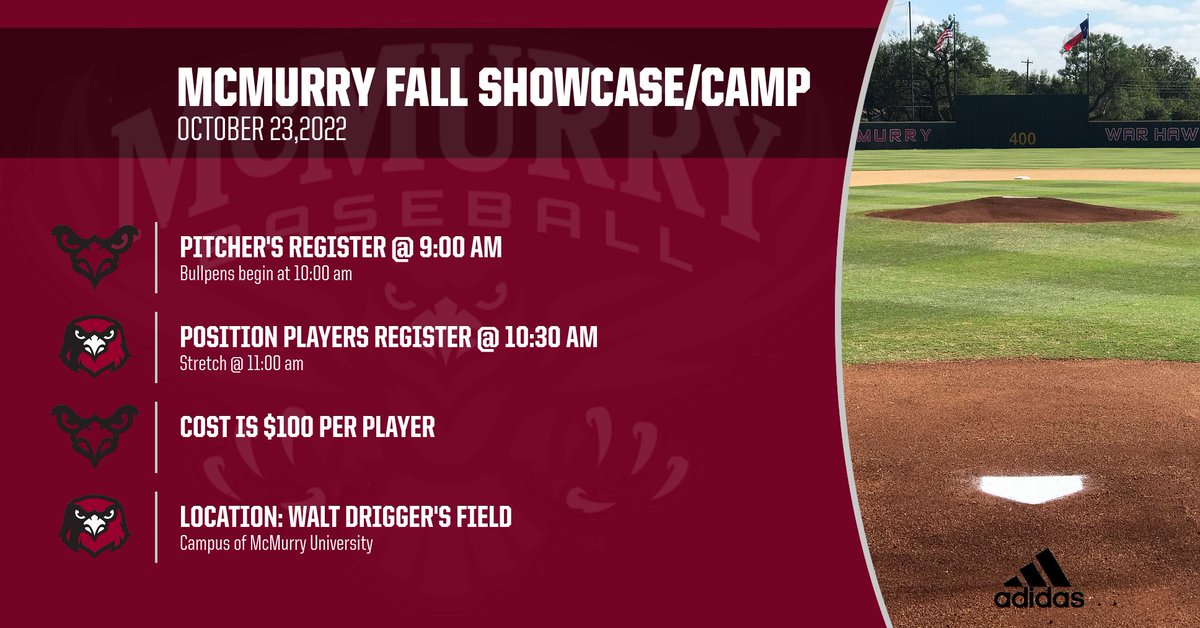 War Hawks Fall Showcase &amp; Camp, Sunday October 23rd!!

Great Opportunity to be seen and learn from the War Hawks Coaching Staff!!  Please contact Coach Adams 
to register for the event adams.roderick@mcm.edu