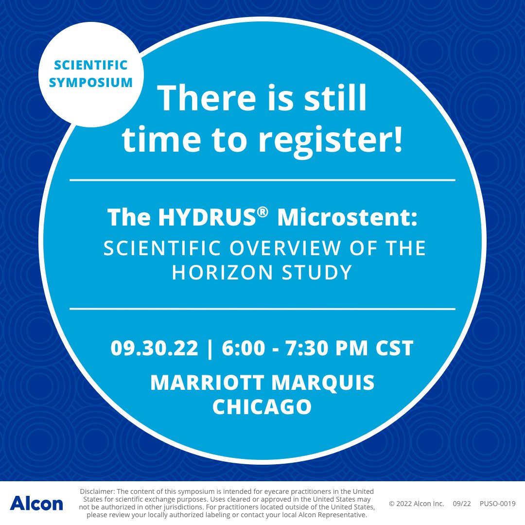 CRSToday's tweet photo. This week! Join Alcon Medical Affairs for The HYDRUS® Microstent: Scientific Overview of the Horizon Study on Sept. 30. Reserve your seat to attend this scientific program led by Arsham Sheybani, MD. https://t.co/67sWasihXR #sponsored #ophthalmology https://t.co/QrMyUefRvZ