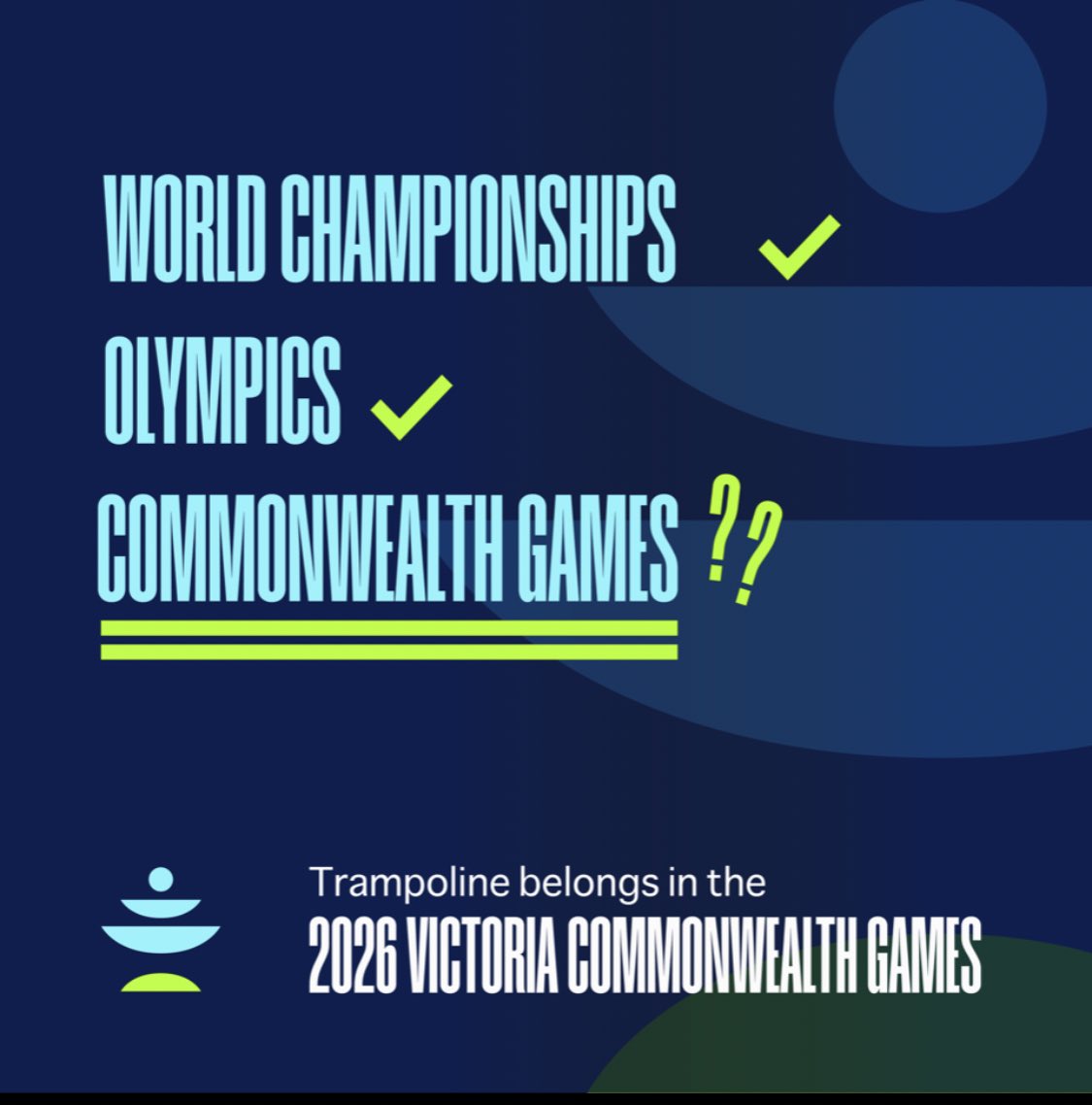 Trampoline included at the 2026 @victoriacg2026 <a href="/thecgf/">Commonwealth Sport</a> would be the most amazing thing for the sport of Trampoline!! <a href="/gymnastics/">FIG</a> <a href="/afPE_PE/">Association for Physical Education</a> <a href="/PEScholar/">PE Scholar</a> <a href="/peclassroom/">PE Classroom</a> <a href="/GabbyLogan/">Gabby Logan</a> <a href="/BritGymnastics/">British Gymnastics</a> <a href="/gymnastics/">FIG</a> <a href="/WelshGymnastics/">Welsh Gymnastics</a> <a href="/ScotGymnastics/">Scottish Gymnastics</a> <a href="/GymnasticsIre/">Gymnastics Ireland</a> <a href="/JasonBurnett_/">Jason Burnett</a> <a href="/BryonyPage1/">Bryony Page</a>