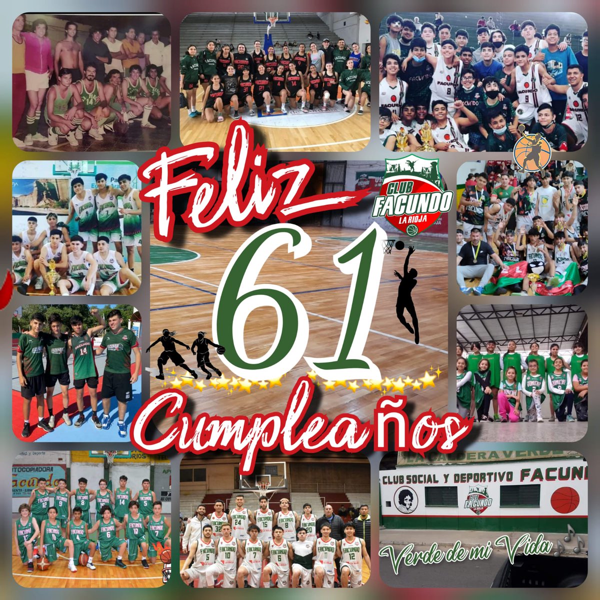 csydfacundo's tweet photo. Hoy 25 de setiembre de 2022, cumple #61 años de vida deportiva y social nuestro querido "Club Social y Deportivo FACUNDO" 🤗
¡¡¡🎉Feliz Aniversario Verde de nuestra Vida💚!!!
Orgullos@s de ser Caudill@s...por muchos años más  ¡Felicidades Gran Flia! 💚🏀🎉🏀✨
#ElRiojanoMásGrande https://t.co/ezTGhLfqeQ