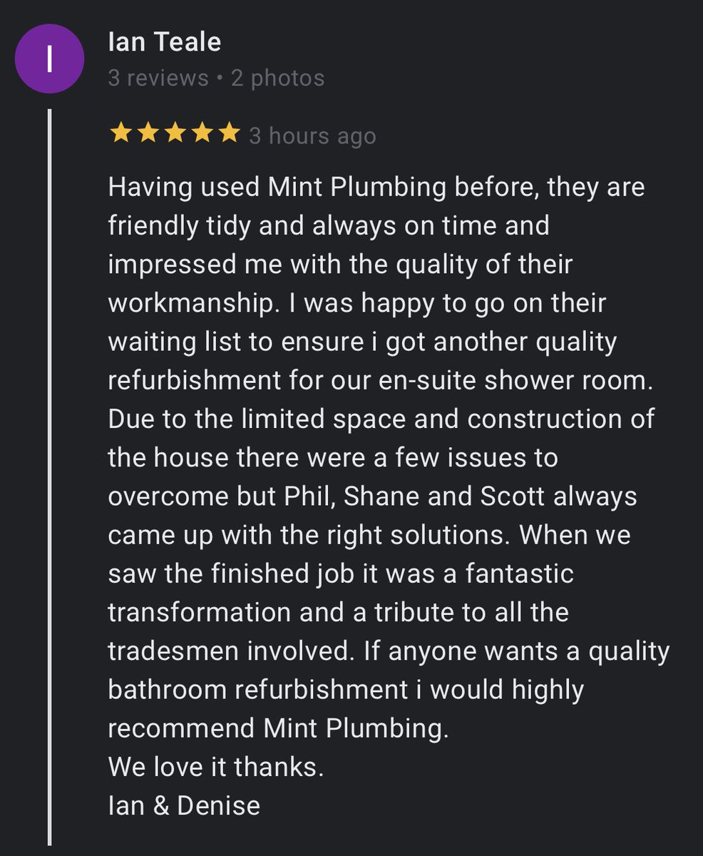 A review from a customer we have done work for recently.
#happycustomer #mint #bathrooms #nottingham