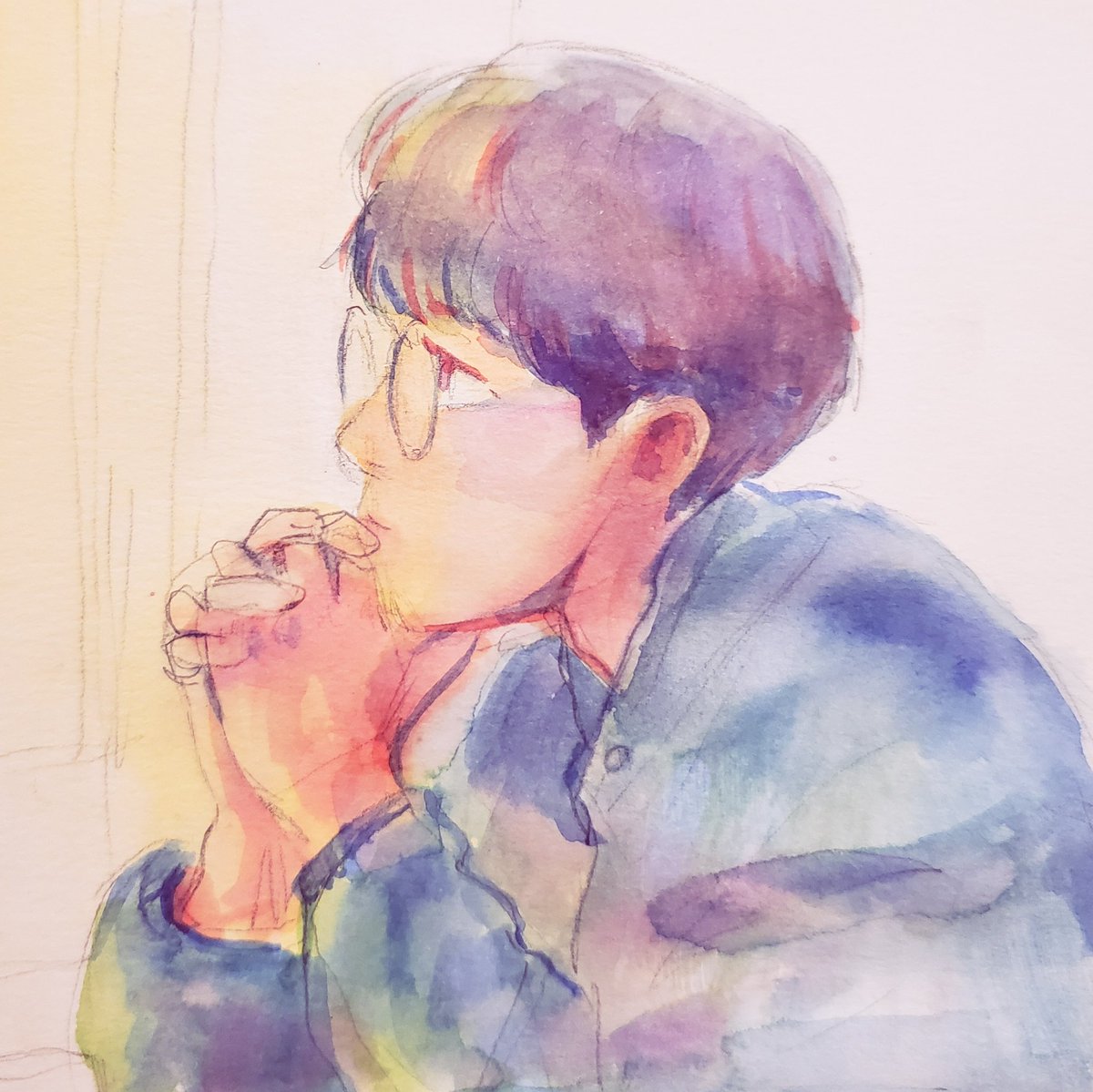 「thinking about my ink &amp; watercolor e」|bello 🍓🍊のイラスト