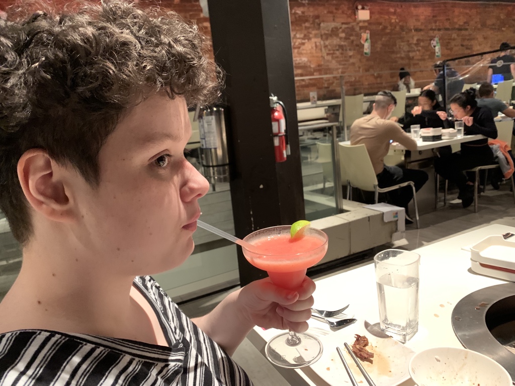 jbarson's tweet image. First drink for my kid. A daiquiri of course.
