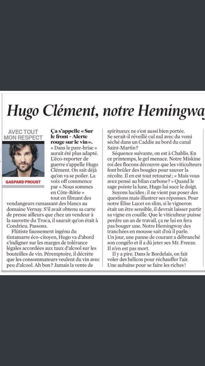 stanstfoy's tweet photo. Incroyable chronique de Gaspard Proust sur Hugo Clément et le vin…à lire absolument 😂👍🏼 #genie #vin #terroir @CoopUnivitis https://t.co/4f5U4gxeoH