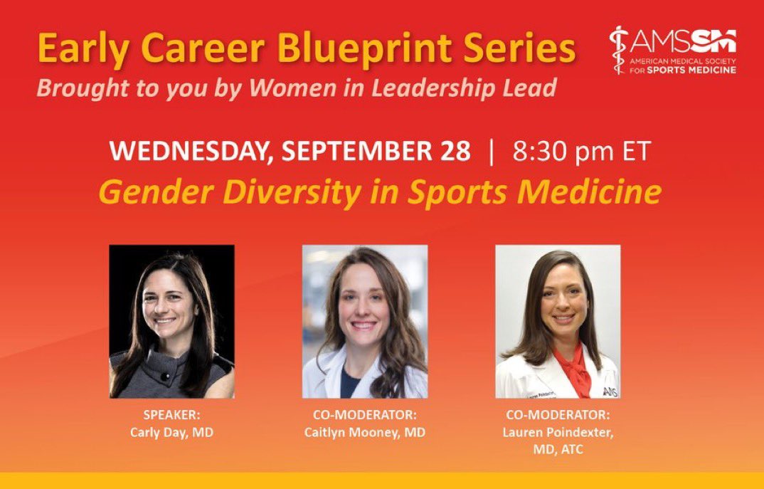 Mark you calendars this week for this panel for #WomenInMedicine month! #womeninsportsmedicine #womeninsports #sportsmedicine #meded #amssm <a href="/TheAMSSM/">AMSSM</a> 

<a href="/CarlyDayMD/">Carly Day, MD</a>