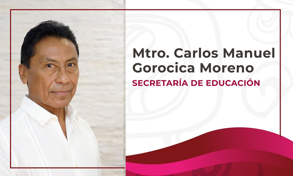 Mtro. Carlos Manuel Gorocica Moreno
𝘚𝘦𝘤𝘳𝘦𝘵𝘢𝘳𝘪𝘰 𝘥𝘦 𝘌𝘥𝘶𝘤𝘢𝘤𝘪𝘰́𝘯 𝘥𝘦 𝘘𝘶𝘪𝘯𝘵𝘢𝘯𝘢 𝘙𝘰𝘰