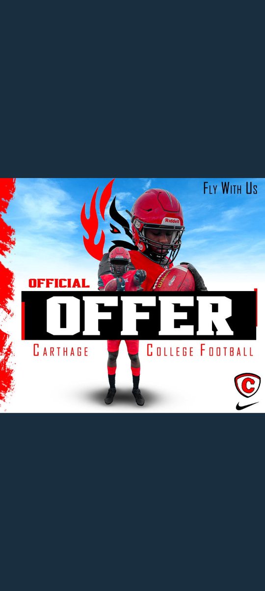 Blessed to receive offer from Carthage university @CoachDustinHass @Carthage_FB @OldGoldFB @CoachSamAdams @Tavon_Lawson