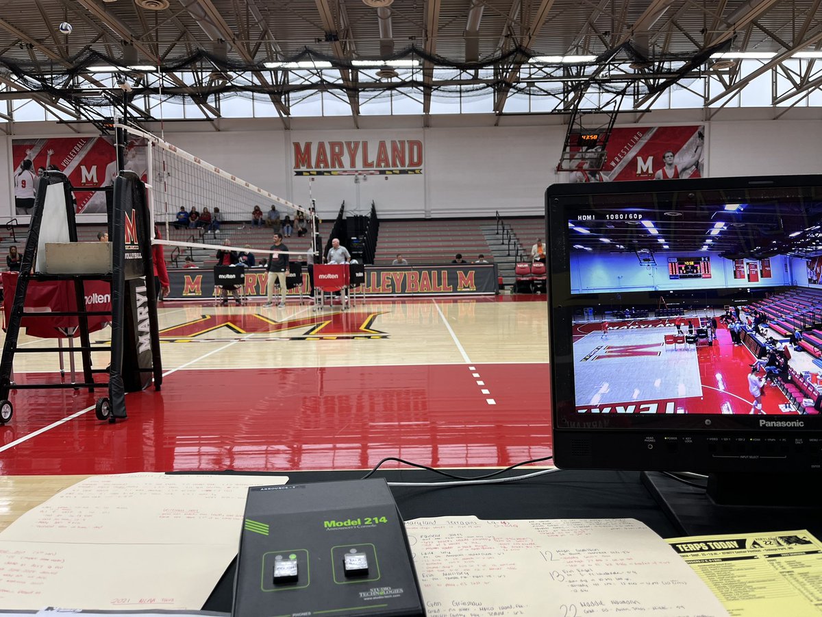 shane_connuck's tweet photo. Happy Sunday from the Pav!

@TerpsVolleyball (9-4) looks to bounce back after dropping its Big Ten opener at Illinois on Friday. @IndianaVB (7-6) is in town for a matinee.

For the second time this weekend, @benstrobermedia and I have the call on @BigTenPlus! https://t.co/iEKTJq4CVy