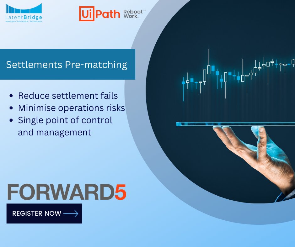 We are excited to showcase our #SaaS Settlements pre-matching product for capital market firms at UiPath's Forward5
Connect with us to see a demo

Register lnkd.in/eFJupqqh
#conference #uipath #forward5 #automation #banking #capitalmarkets #tradesettlements #prematching