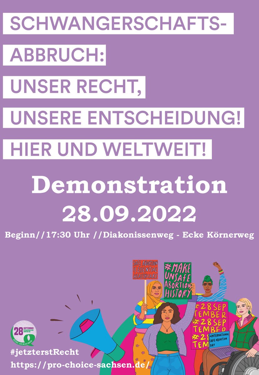 ProChoice_SN's tweet photo. Pressemitteilung zu unserer Demonstration am Internationalen #SafeAbortionDay in #Dresden #dd2809:
▶️https://t.co/sksxNbowvf
#wegmit218 #jetzterstrecht #makeunsafeabortionhistory
@mehr_weniger @proChoice_DE @nofundis @FreieReporterin @RPFDMOPO @vuecritique @ProtestFotoDD https://t.co/Bl80pJXpWz