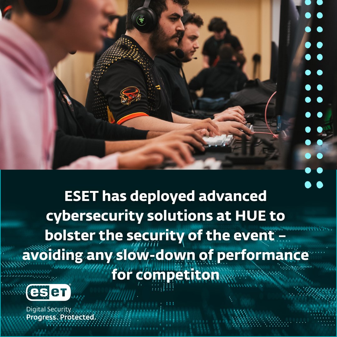 ESET's tweet photo. ESET is a proud sponsor of HUE — the biggest collegiate esports tournament in the country - taking place this weekend.
As esports & the popularity of gaming continues to grow, ESET offers gaming-optimized cybersecurity solutions that are being deployed at HUE.
#HUEFest #FestX https://t.co/NHbnVT2DP9
