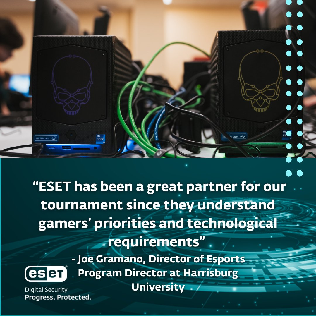 ESET's tweet photo. ESET is a proud sponsor of HUE — the biggest collegiate esports tournament in the country - taking place this weekend.
As esports & the popularity of gaming continues to grow, ESET offers gaming-optimized cybersecurity solutions that are being deployed at HUE.
#HUEFest #FestX https://t.co/NHbnVT2DP9
