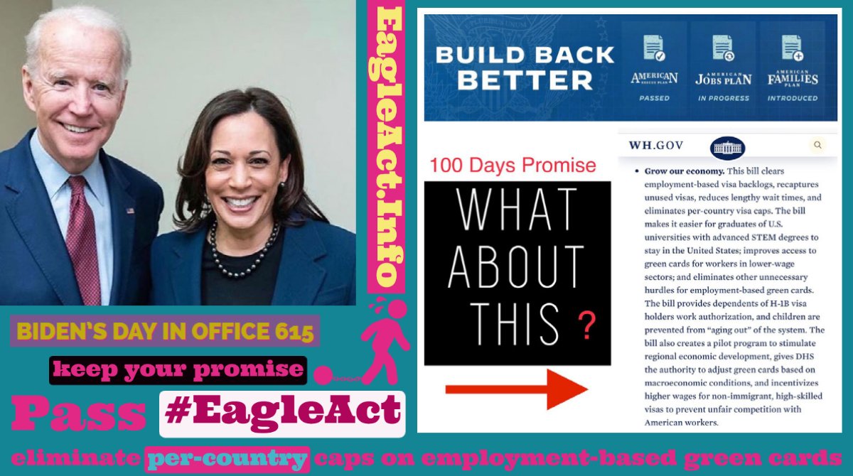 GCBCoalition's tweet photo. .@POTUS, @VP: Day 615; where is your Promise? @SenSchumer @SenatorDurbin @RepZoeLofgren @USCISDirector 

Indian immigrants endure racism👇
—Discriminatory per-country caps
—@USCIS delays processing 485 applications
—#H4EAD Women put out of work
—#H4kids age out

📌PASS #HR3648 https://t.co/iNQVXOYa7S