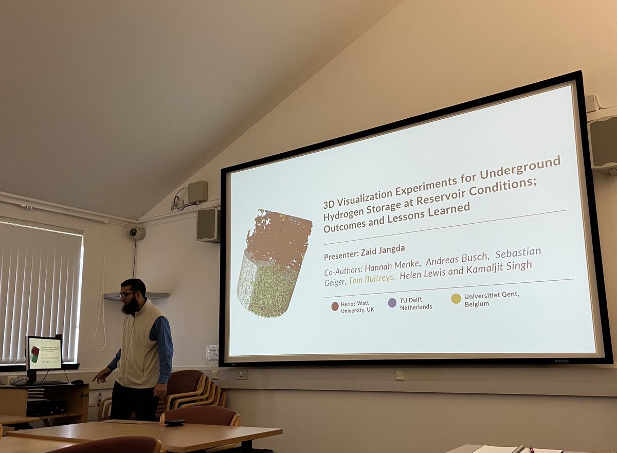 HWU_IGE's tweet photo. Our GeoEnergy Seminar Series started with two excellent talks, from Uisdean Nicholson @EileanClach (on a new impact crater) and Zaid Jangda @zaidzj (on underground hydrogen storage). https://t.co/m3hGneJsnk