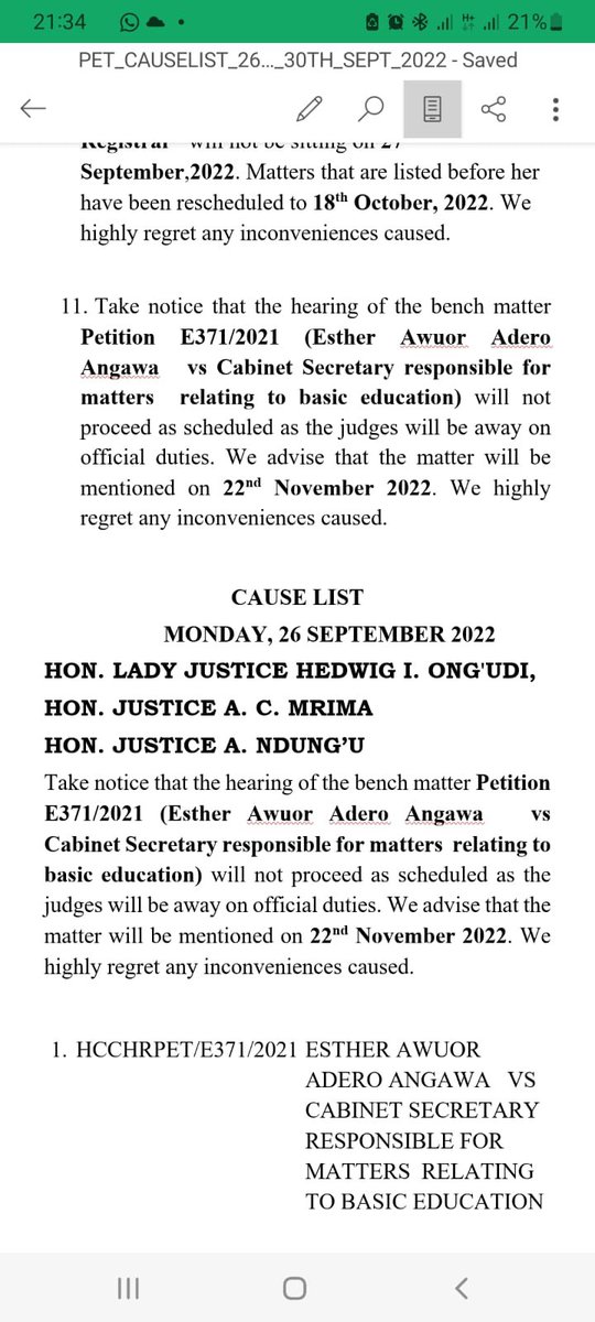 We regret to inform that the CBC case scheduled for hearing tomorrow to Wednesday will not go on. The 3 Judges appointed by the CJ to hear the case will be away on official duties. Hopefully, an early hearing date will be given on 22-11-2022 when the case will be mentioned.