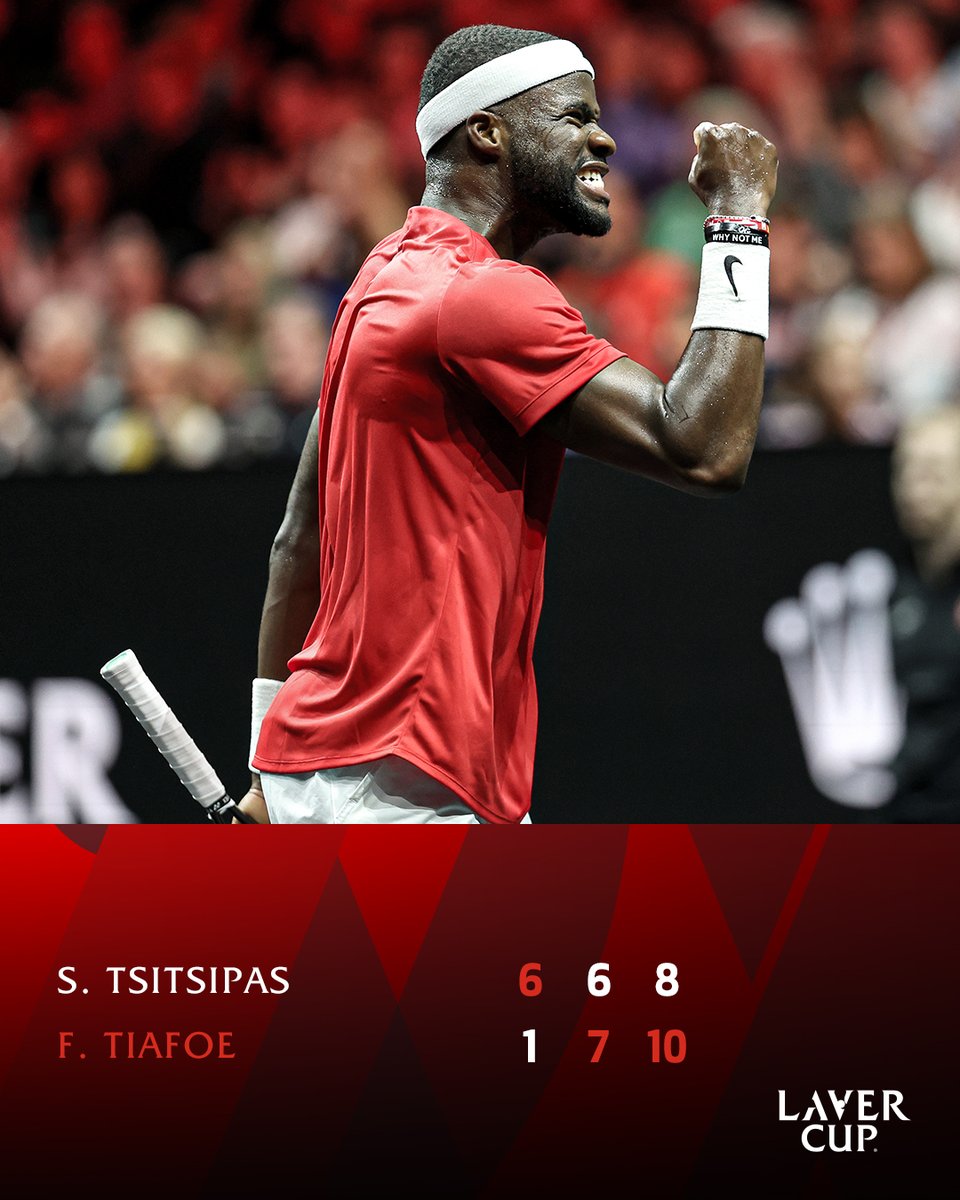 TEAM WORLD WINS! 

Frances Tiafoe clinches a first-ever #LaverCup for Team World with a stunning win over Stefanos Tsitsipas.

World wins 13-8 🏆
