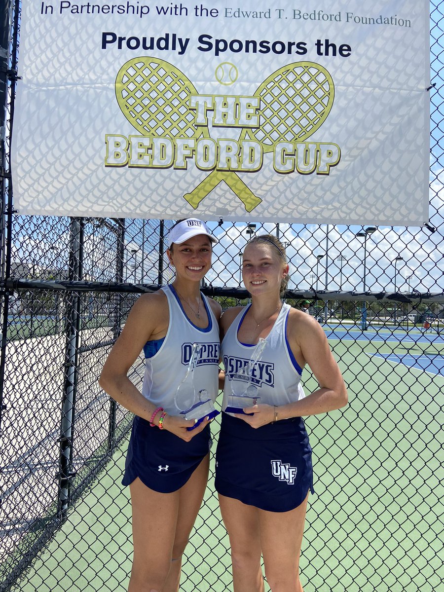CoachDunagan's tweet photo. Bringing home the trophy in doubles against a tough FIU pair! It’s what we we came for! 💪🏼🏆 3-0 today against 3 USF opponents in singles. Proud of this group! Working hard and getting stronger everyday! #HardWorkPaysOff #NewYearNewGoals #SWOOP @OspreyWTEN https://t.co/6z1rUHrDk2