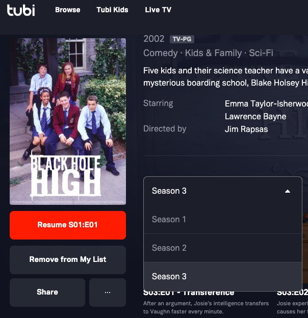 Streaming update!  Seasons 1, 2 &amp; 3 of Strange Days at Blake Holsey High are now on Tubi (free!) in the US under the title Black Hole High (Previously Tubi had only S1 in the US). The wait continues for S4 Conclusions but we’re working on it! #blackholehigh #tubi #streaming