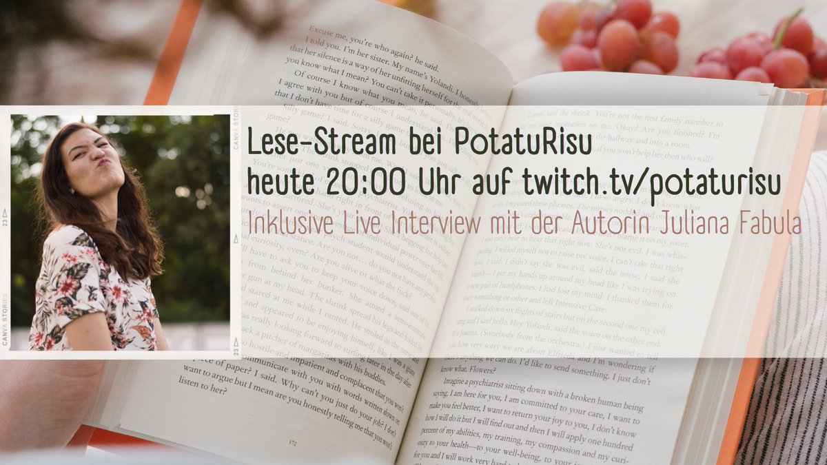 itp_privat's tweet photo. Heute 20:00 Uhr könnt ihr auf https://t.co/d5SVnG2a3a
ganz entspannt den Abend ausklingen lassen.
Die Autorin @Juliana_Fabula wird dabei sein und euch einige eurer Fragen zu ihrem #Buch #BeastSoul beantworten. Schaut vorbei und lasst euch in eine andere Welt entführen.
#Lesen https://t.co/onx3FxbB6z