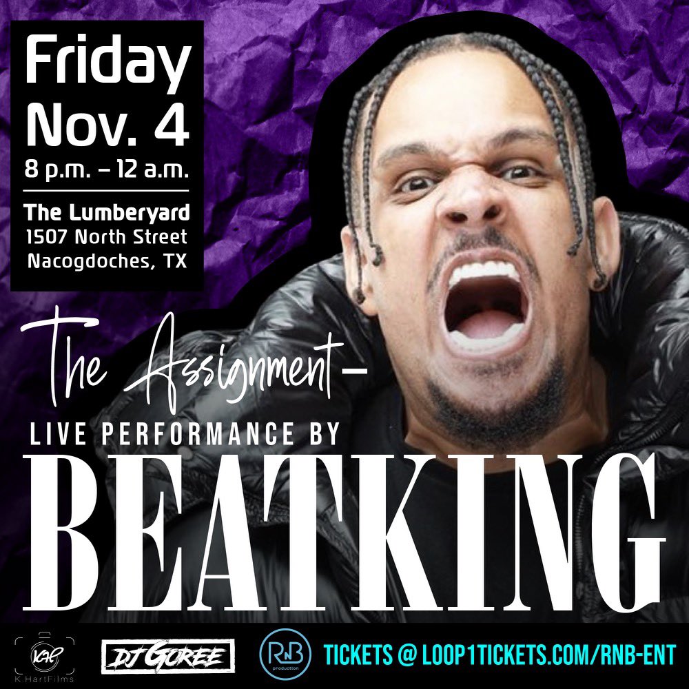 As if this year hasn’t had enough surprises. November 4th, <a href="/allthingsrnbTX/">allthingsrnb</a> is bringing out Beatking, aka <a href="/BEATKINGKONG/">CLUBGODZILLA</a> , to <a href="/etxlumberyard/">LUMBERYARD</a> for TheAssignment. Limited discounted presale tickets start today at 4pm, link in Bio. 
<a href="/DJRnB_/">Robert Breitenstein</a> <a href="/aDjNamedGoree/">Goree</a> <a href="/Superkk_monster/">KK</a> @colbieb30