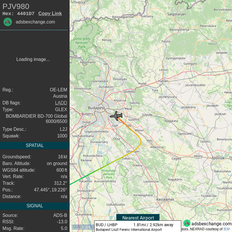 Travel_Scan_NER's tweet photo. NER Travel Detected Landed in Budapest, Pest, HU. Apx. flt. time 2 Hours : 37 Mins.  @Atlatszo https://t.co/CbtD1cYUQZ