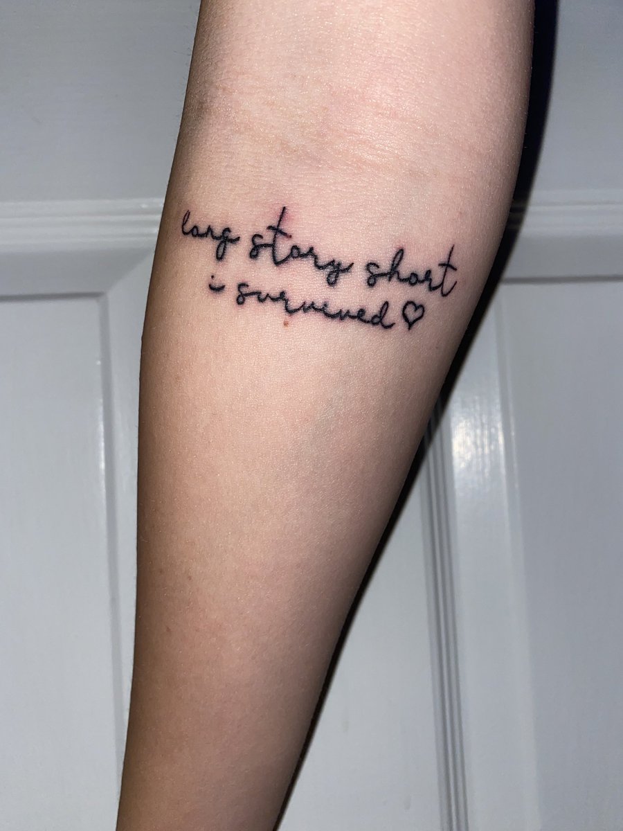 moontosaturns's tweet image. the song that’s impacted me the most is “long story short”. no matter what happened and despite everything i always get through it … long story short i ~always~ survive. it’s my life motto and i got it tattooed a week after evermore came out. thank you taylor! #StoriesForSwift