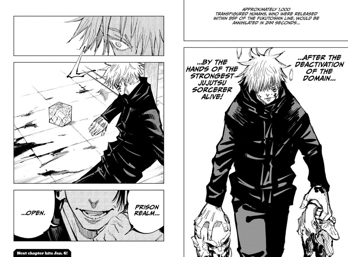 Aleczandxr's tweet photo. I started Jujutsu Kaisen’s Shibuya Incient arc and it’s already fire. This shit was insanity, awesome stuff https://t.co/bGBU6GKOFY