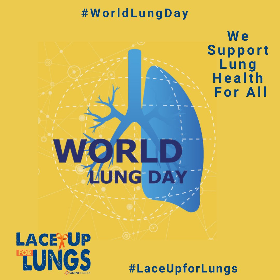 COPDFoundation's tweet photo. We support #WorldLungDay - a day for respiratory health advocacy to support lung health for all. Together we can make a difference! Join our efforts. Sign up to #LaceUpforLungs: https://t.co/HjsMhPJ8lI
#STOPCOPD @meilan_han @dmmannino @VinGuptaMD @DrLeanaWen @FIRS_LungsFirst https://t.co/25icHia5Sj