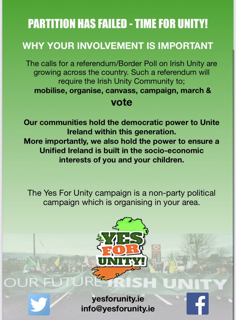 UnityYes's tweet image. This coming weekend, Yes For Unity are planning a series of #IrishUnity community engagements and canvassing across Ireland. 

These will take place in
- Cork
- Belfast
- Derry
- Fermanagh
- Strabane
- Derry 

Your Future - In Your Hands 

#YesForUnity #UnitedIreland